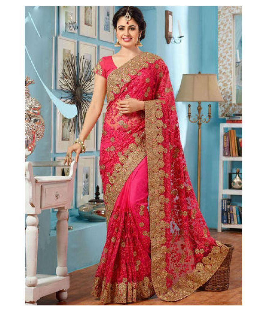 Chic Net Saree with Embroidery Work
